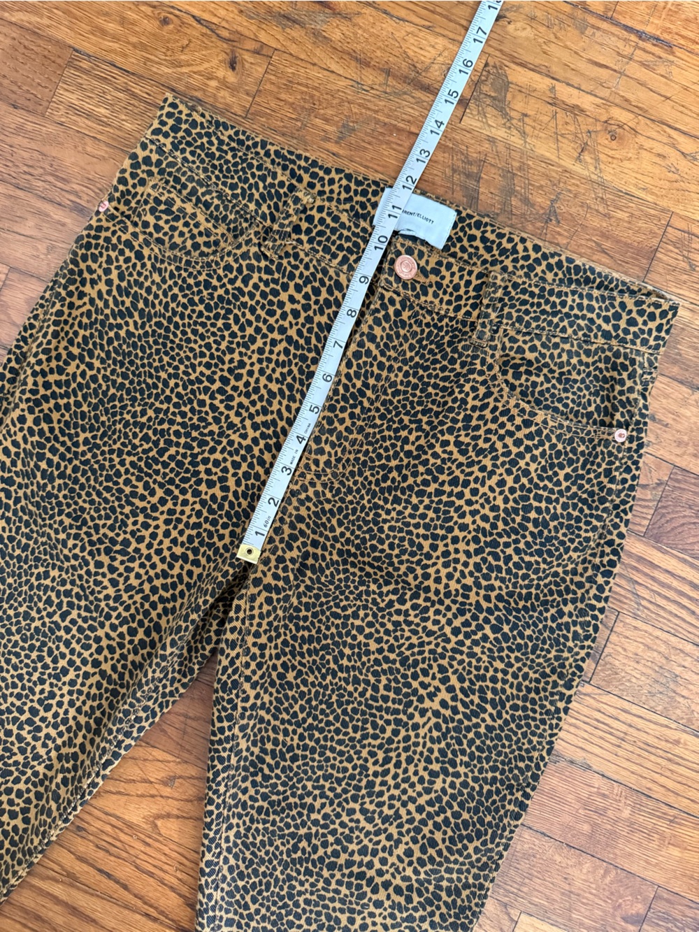 Current/Elliott High Waist Stiletto Leopard Print Crop Skinny Jeans Raw Hem - 10 - Picture 9 of 16